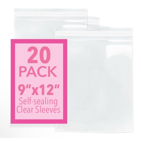 Other - 20 Pk. 9x12 Clear Packaging Sleeves Self-Sealing